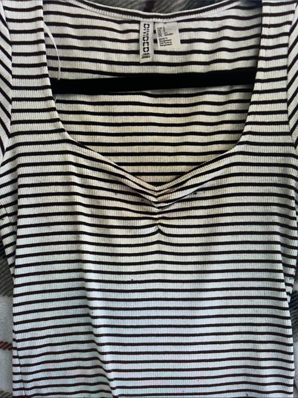 H&M Black and White Striped Tank with Scoop Neck